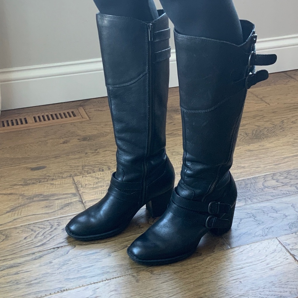 Born Black Heeled Leather Boots